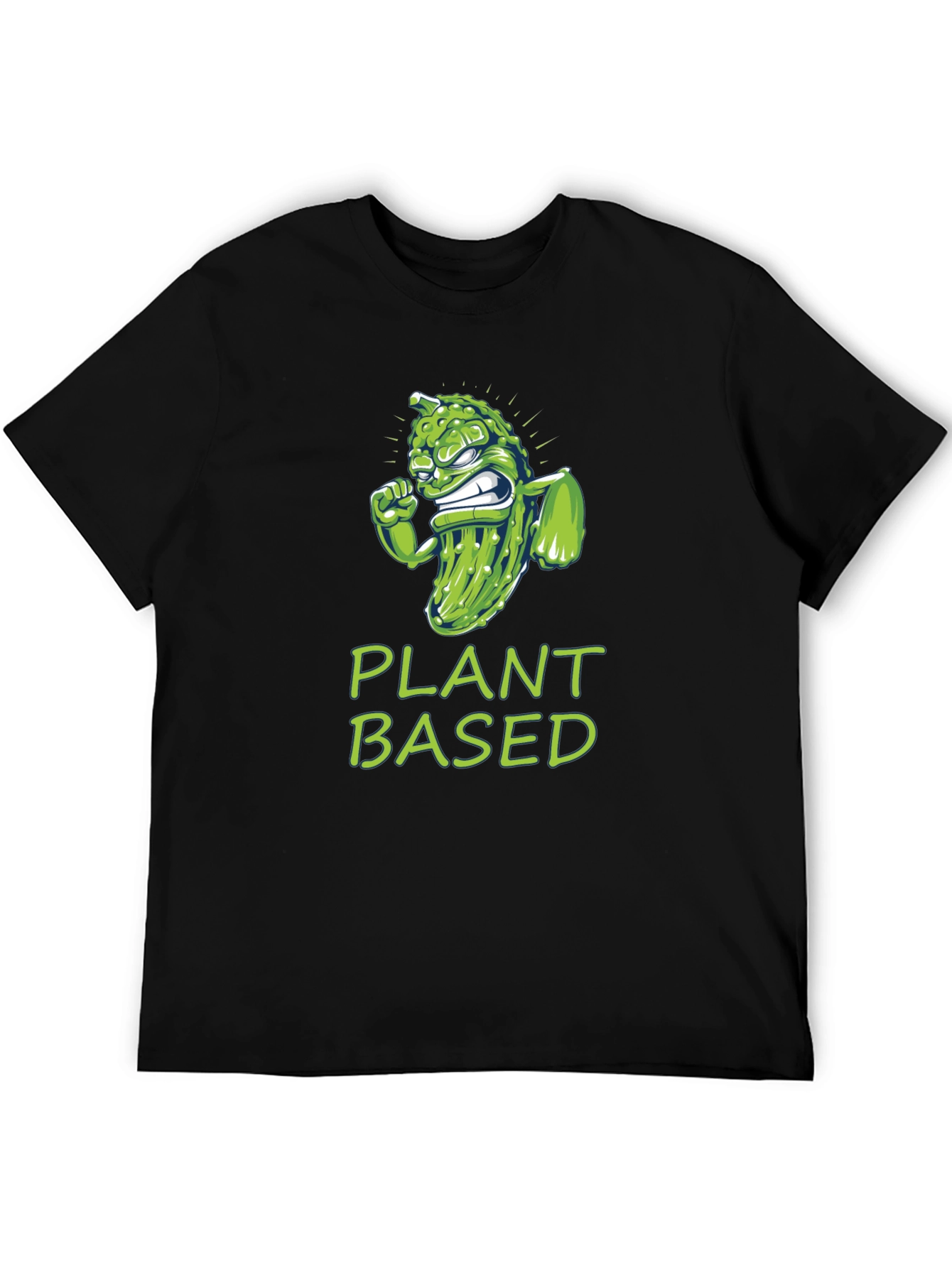 Camiseta Negra Plant Based con Diseño de Pepinillo