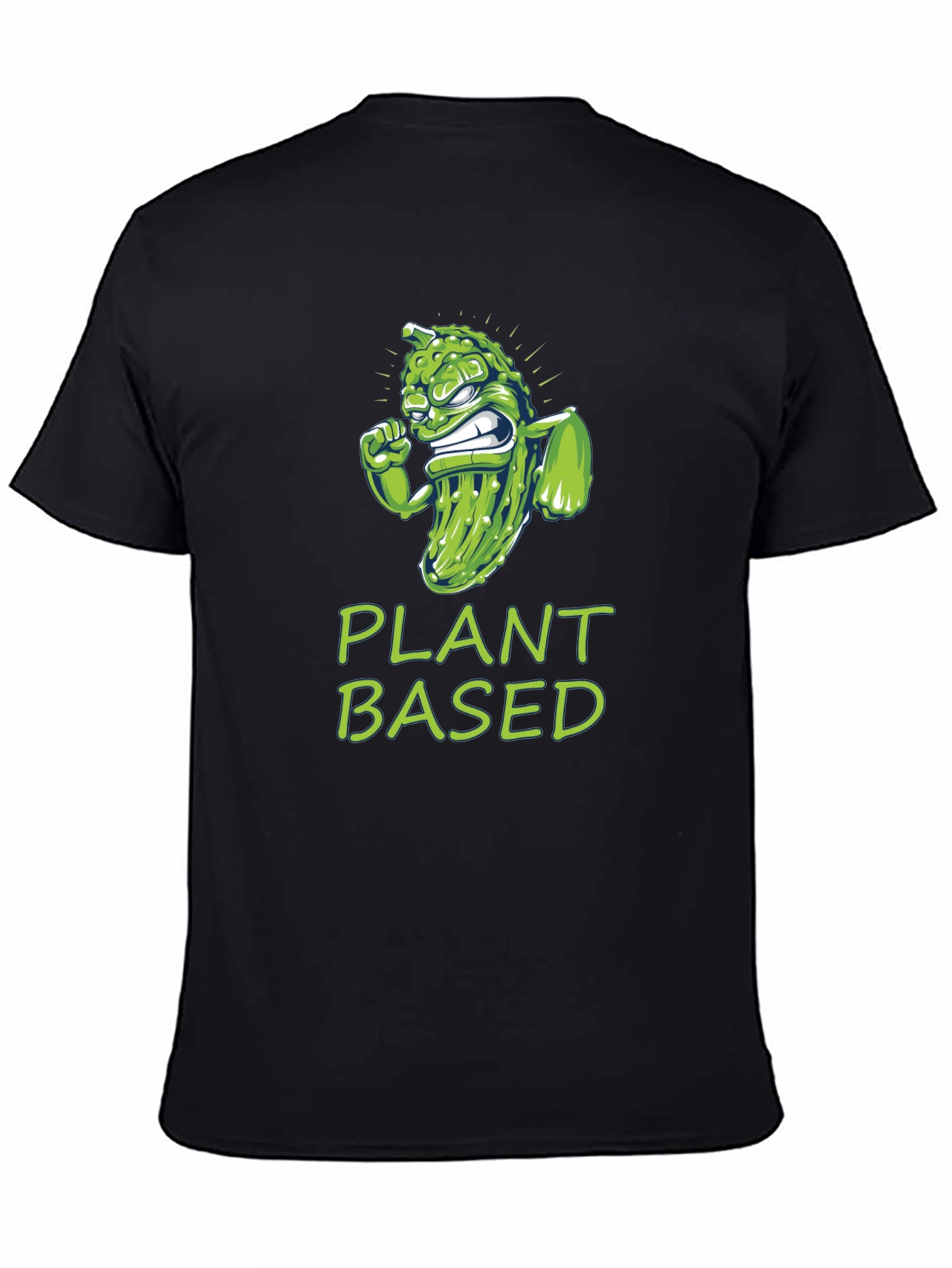 Camiseta Negra Plant Based con Diseño de Pepinillo