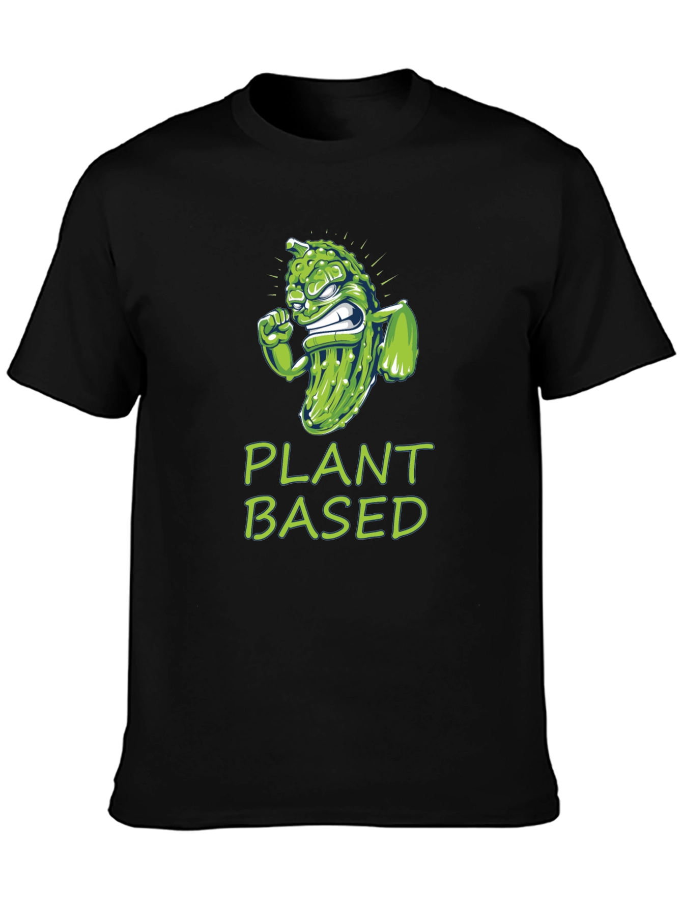 Camiseta Negra Plant Based con Diseño de Pepinillo
