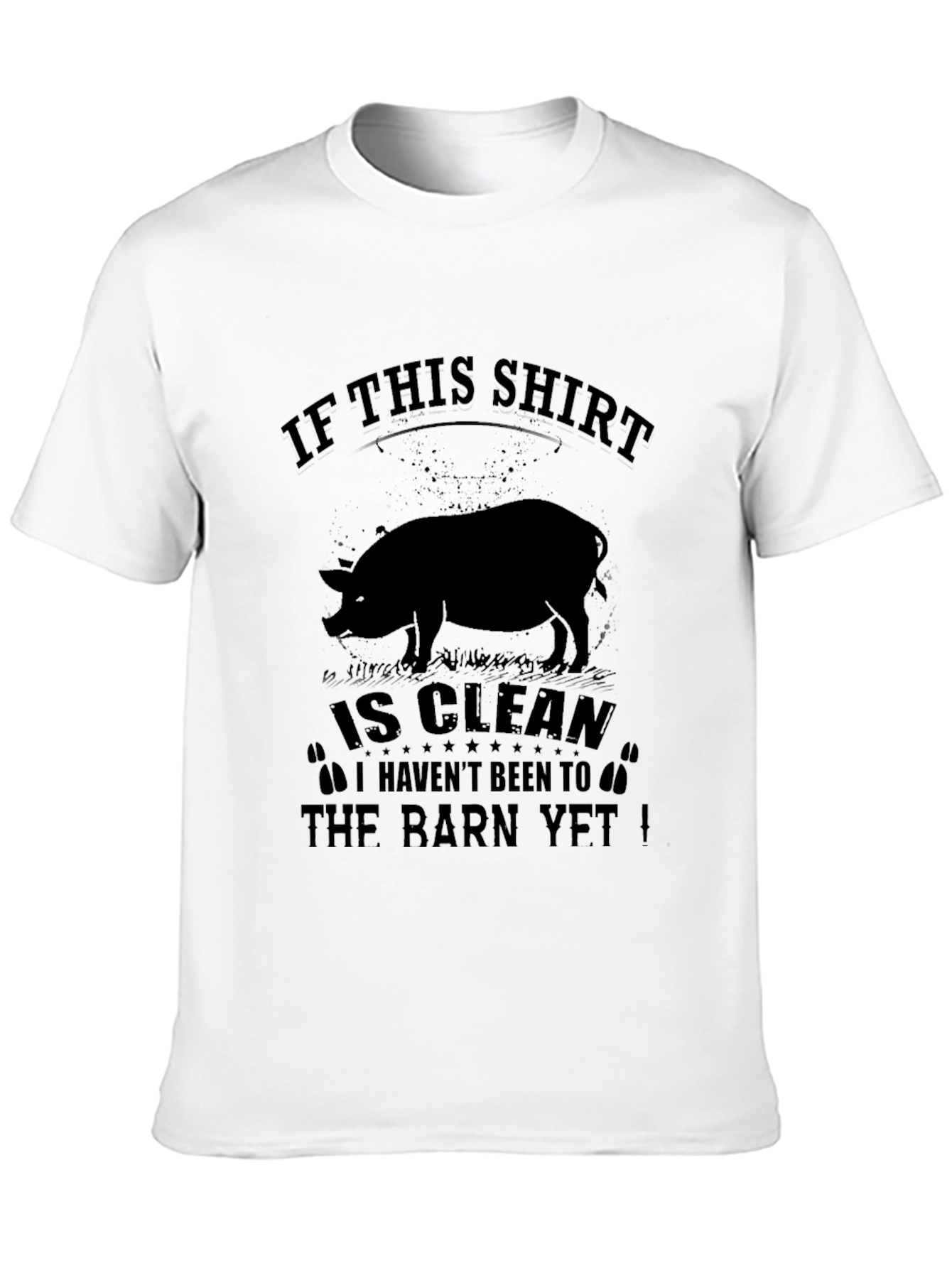 Camiseta Negra Gráfica Cerdo Granja