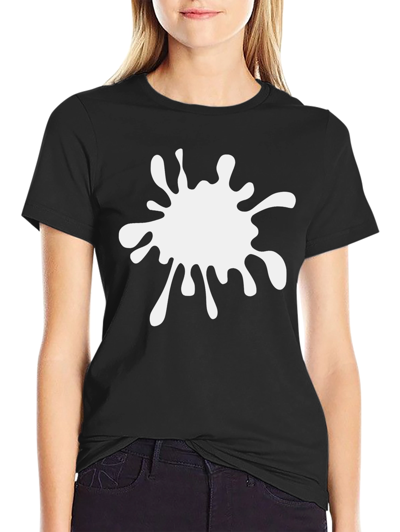 Camiseta Negra Hombre con Mancha Blanca