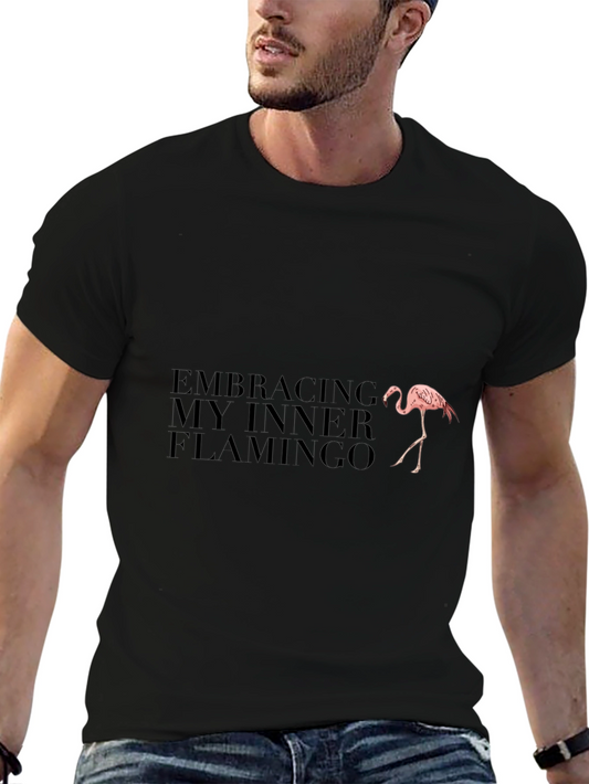 Camiseta Negra con Diseño de Flamenco Interior