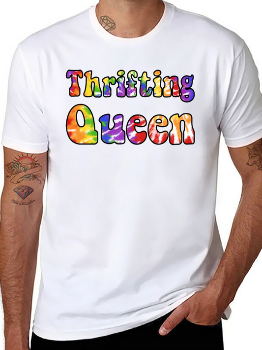 Camiseta Negra Thrifting Queen Tie-Dye