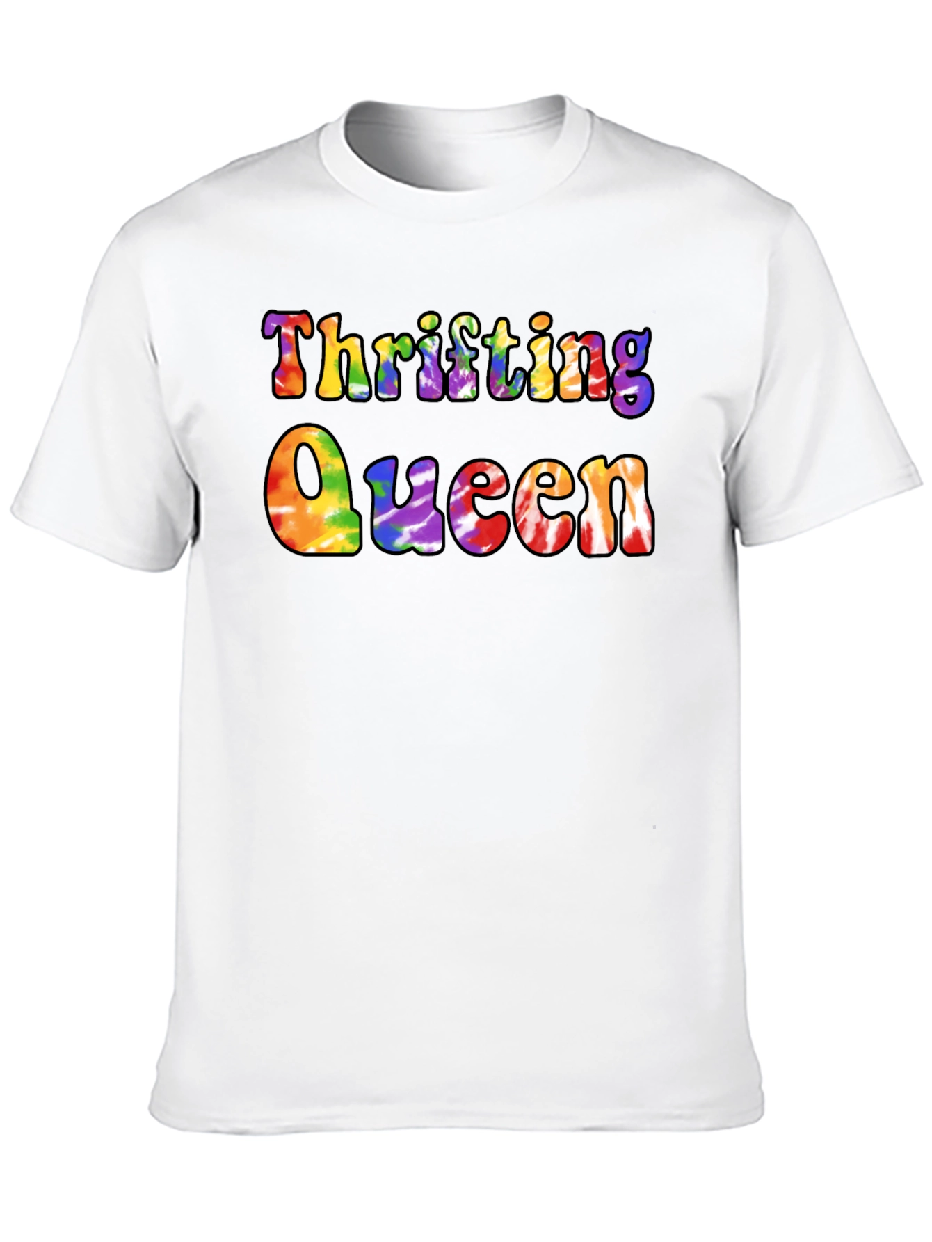 Camiseta Negra Thrifting Queen Tie-Dye