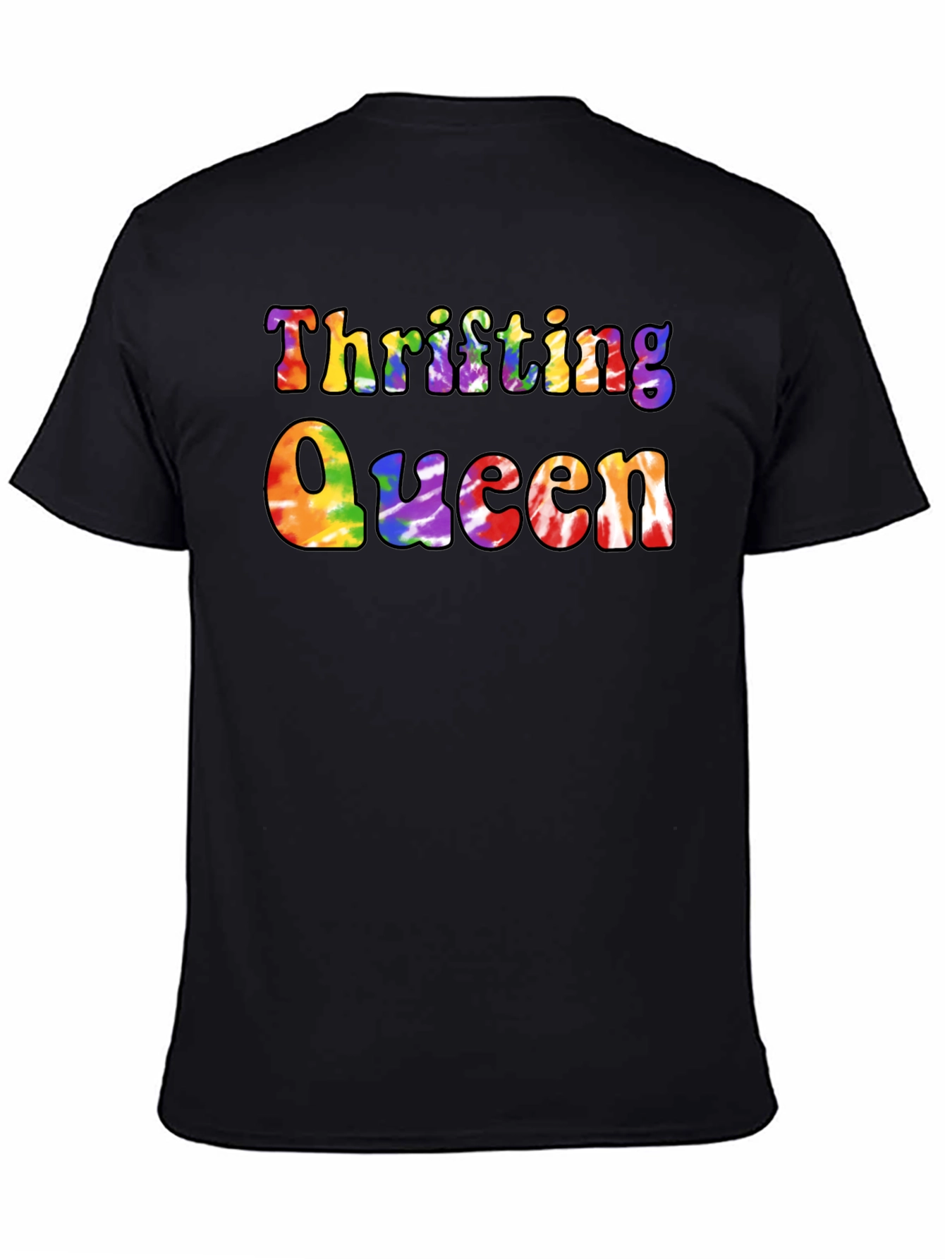 Camiseta Negra Thrifting Queen Tie-Dye