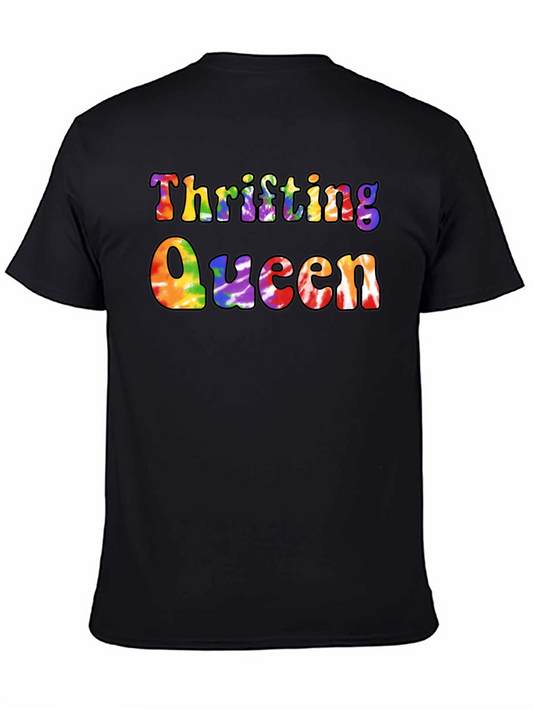 Camiseta Negra Thrifting Queen Tie-Dye