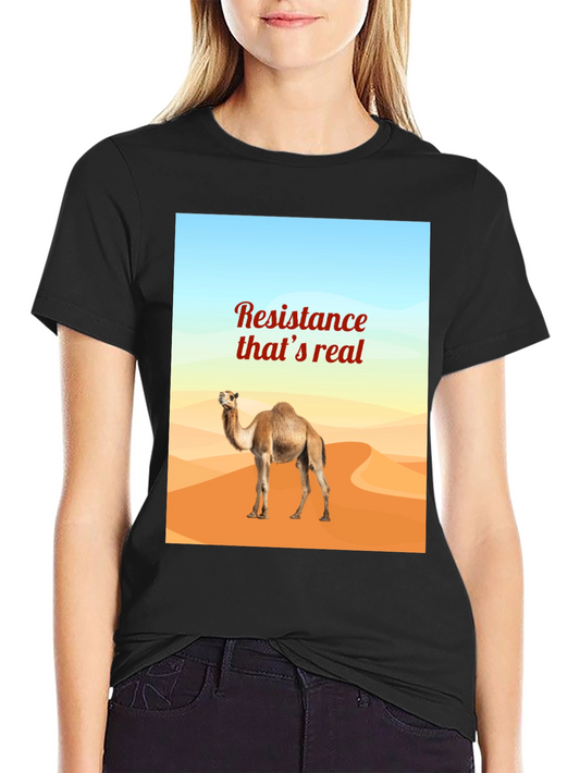 Camiseta Negra: Resistencia Real con Camello del Desierto
