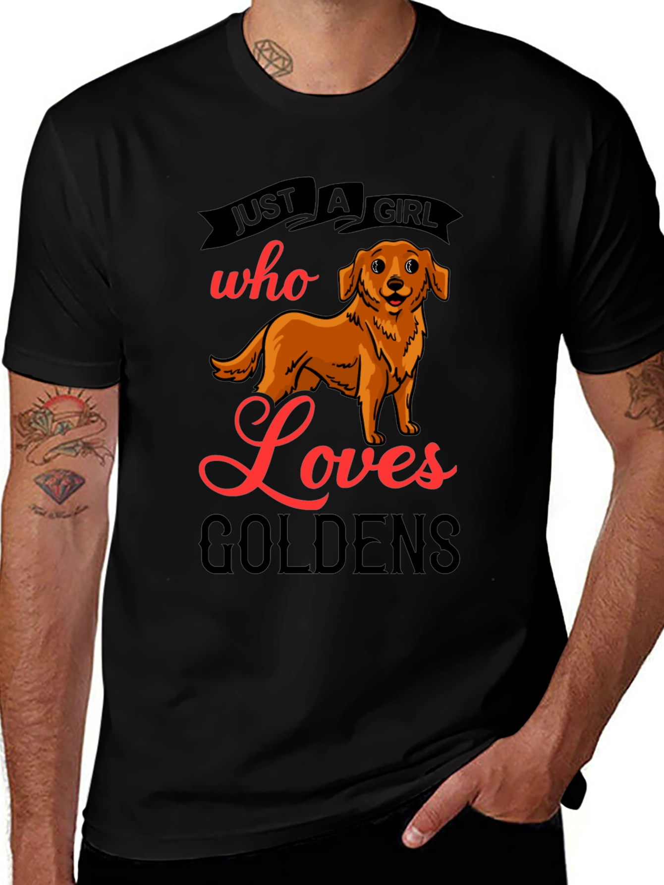 Camiseta Negra Just A Girl Who Loves Goldens