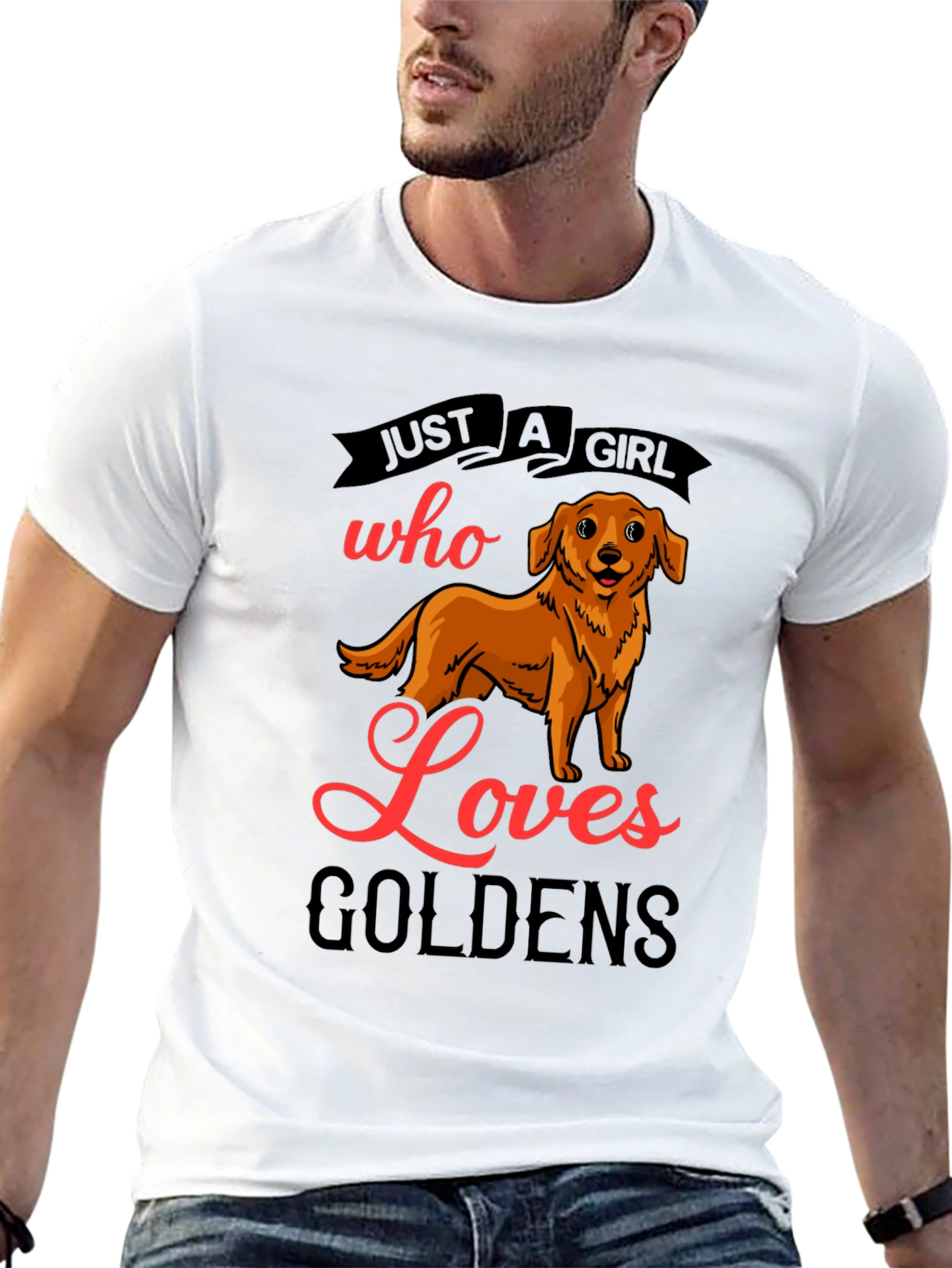 Camiseta Negra Just A Girl Who Loves Goldens