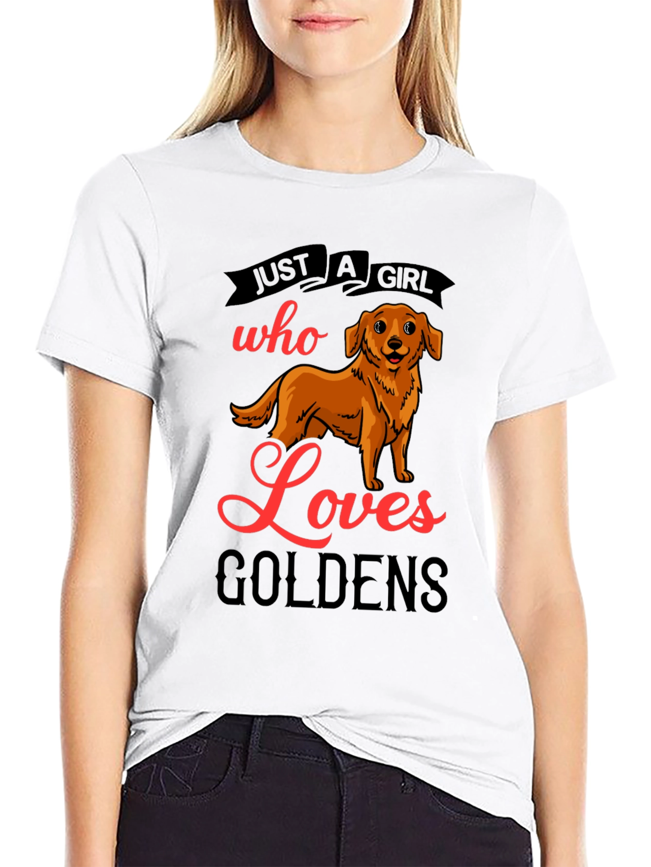 Camiseta Negra Just A Girl Who Loves Goldens