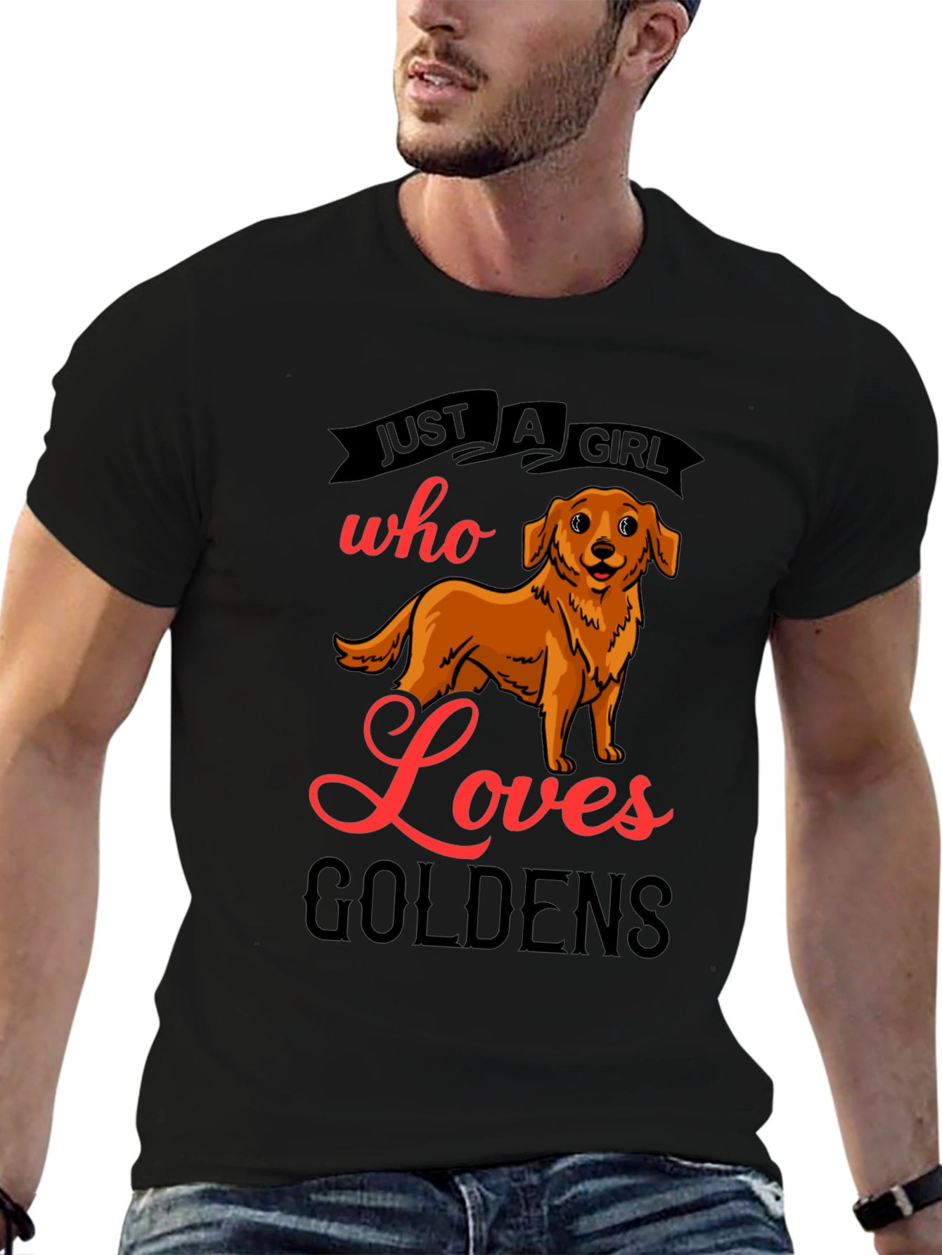 Camiseta Negra Just A Girl Who Loves Goldens