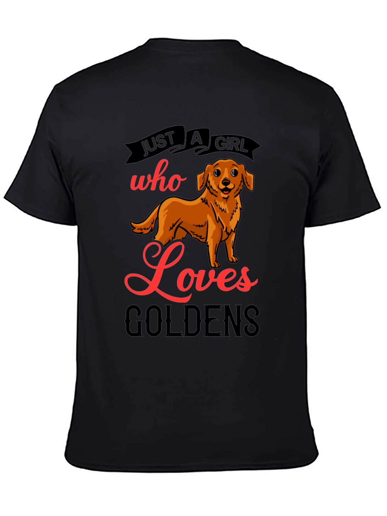 Camiseta Negra Just A Girl Who Loves Goldens