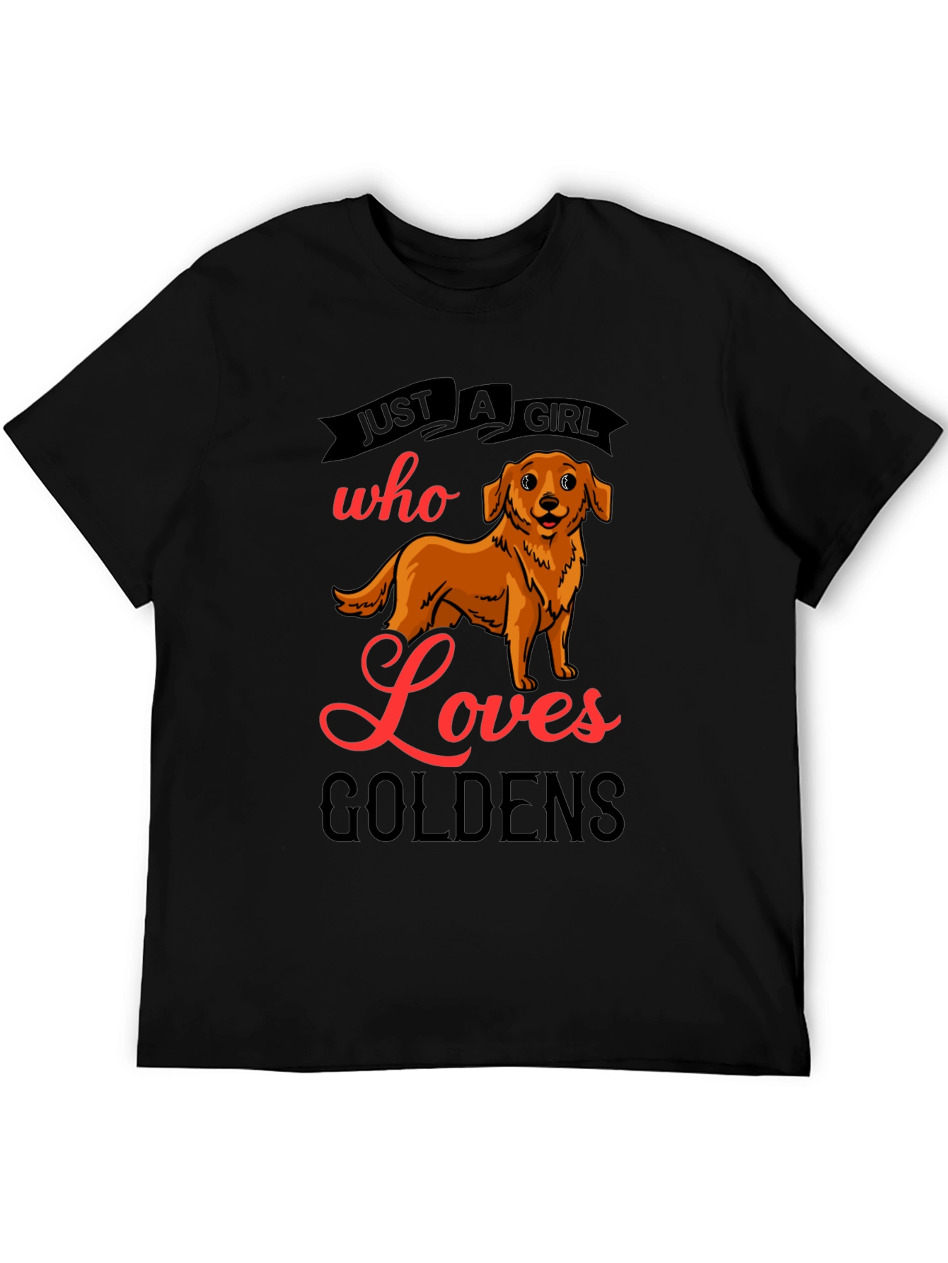 Camiseta Negra Just A Girl Who Loves Goldens