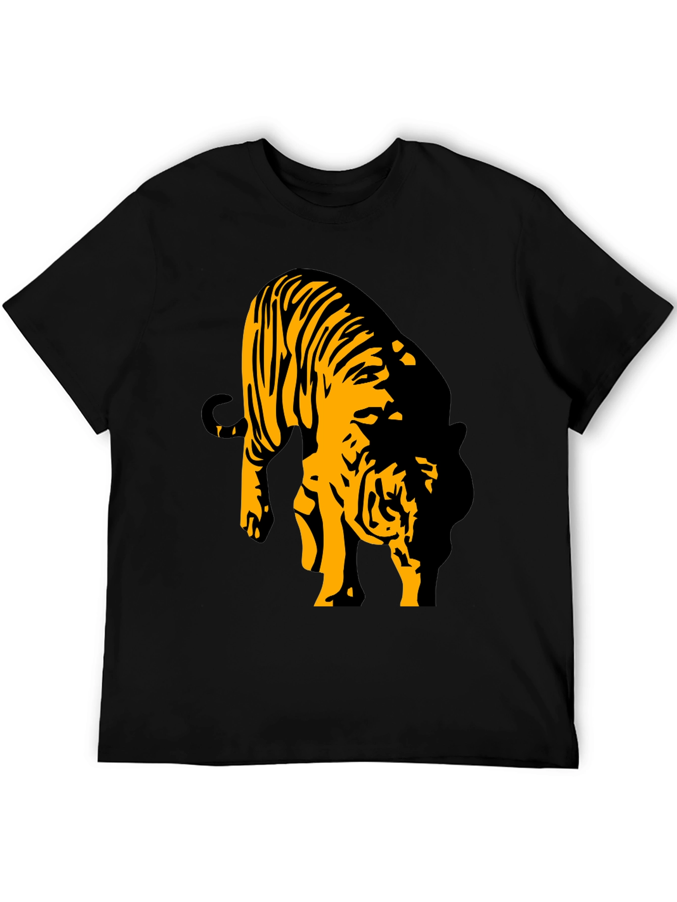 Camiseta Negra con Diseño de Tigre Abstracto
