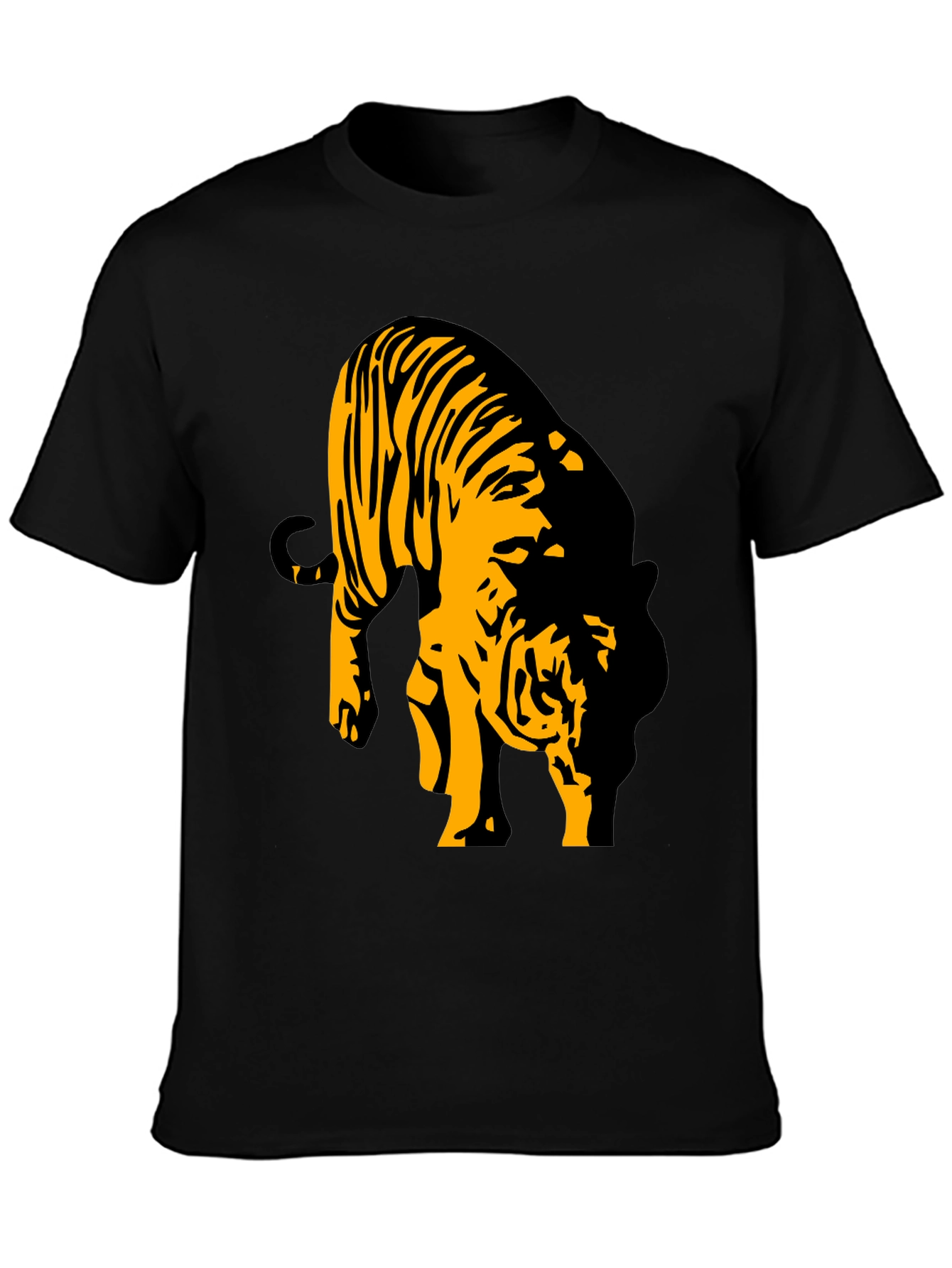 Camiseta Negra con Diseño de Tigre Abstracto
