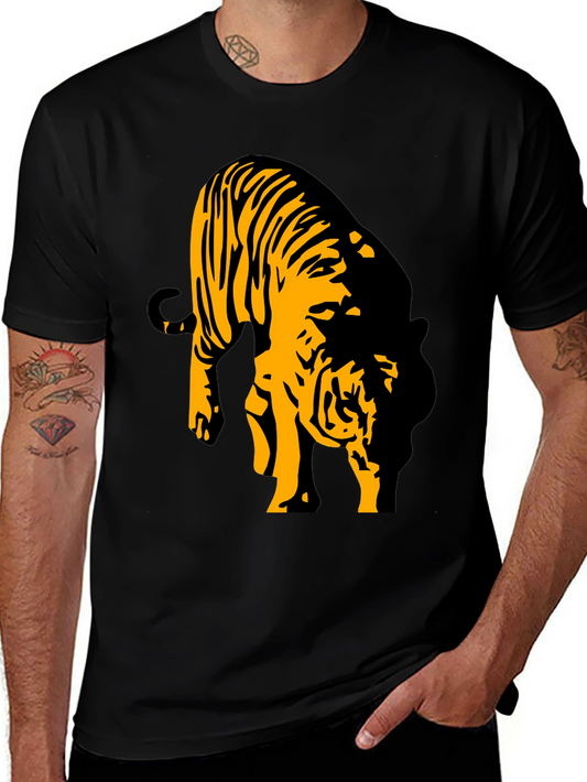 Camiseta Negra con Diseño de Tigre Abstracto