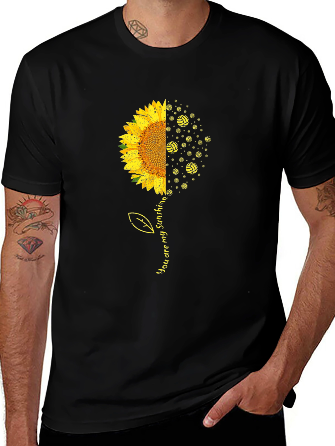 Camiseta Negra Girasol y Voleibol Eres Mi Sol