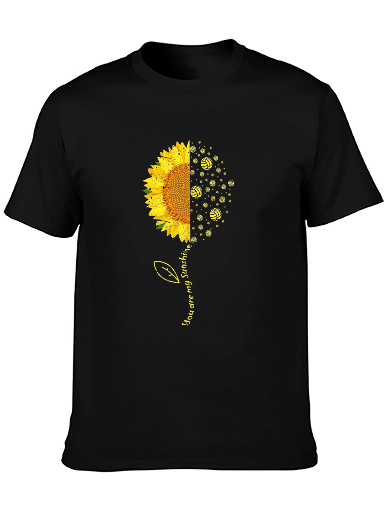 Camiseta Negra Girasol y Voleibol Eres Mi Sol