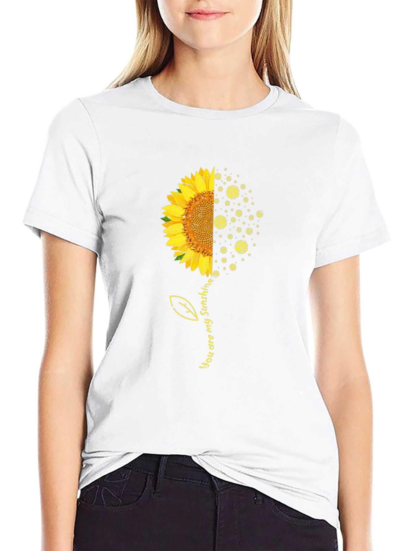 Camiseta Negra Girasol y Voleibol Eres Mi Sol