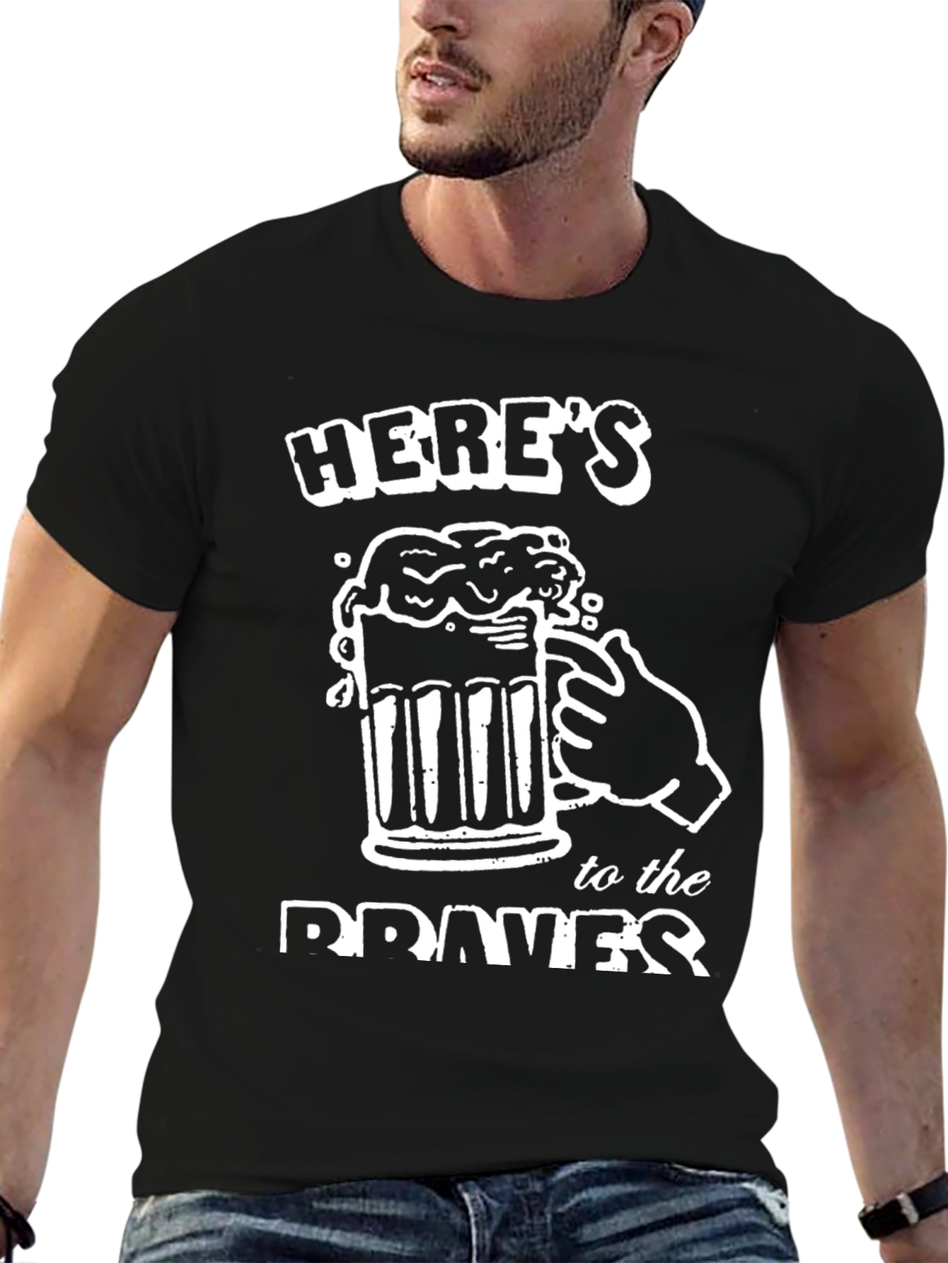Camiseta Negra con Diseño Cervecero A los Valientes