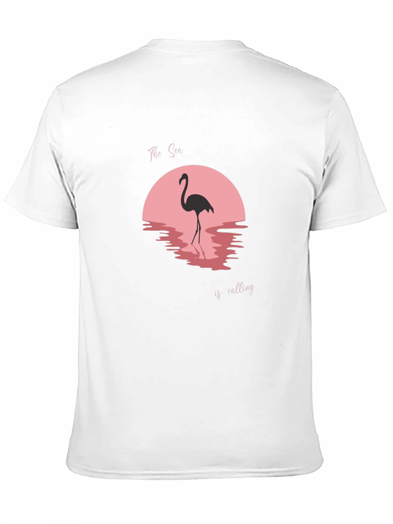 Camiseta Negra con Diseño Flamenco y Atardecer Rosa