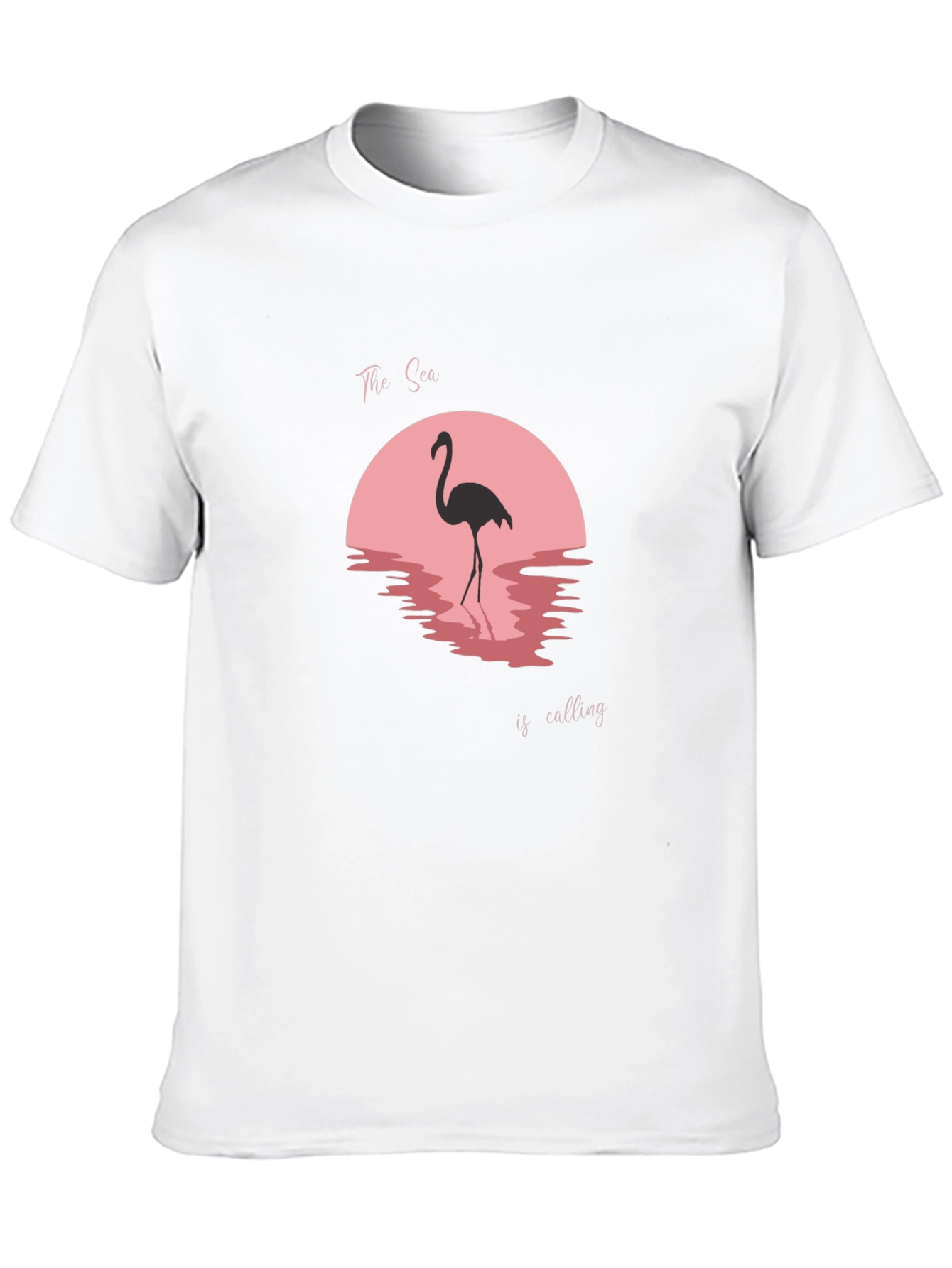 Camiseta Negra con Diseño Flamenco y Atardecer Rosa