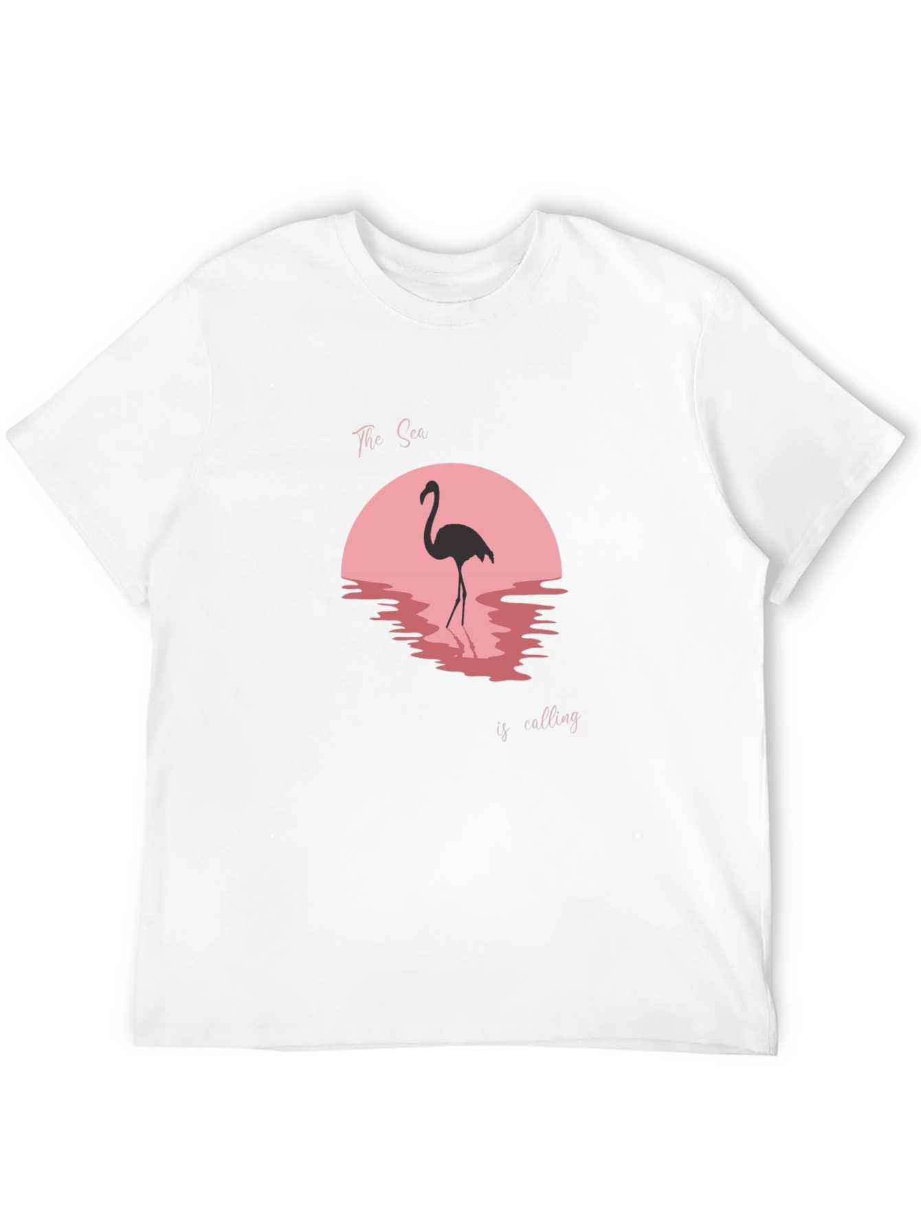 Camiseta Negra con Diseño Flamenco y Atardecer Rosa