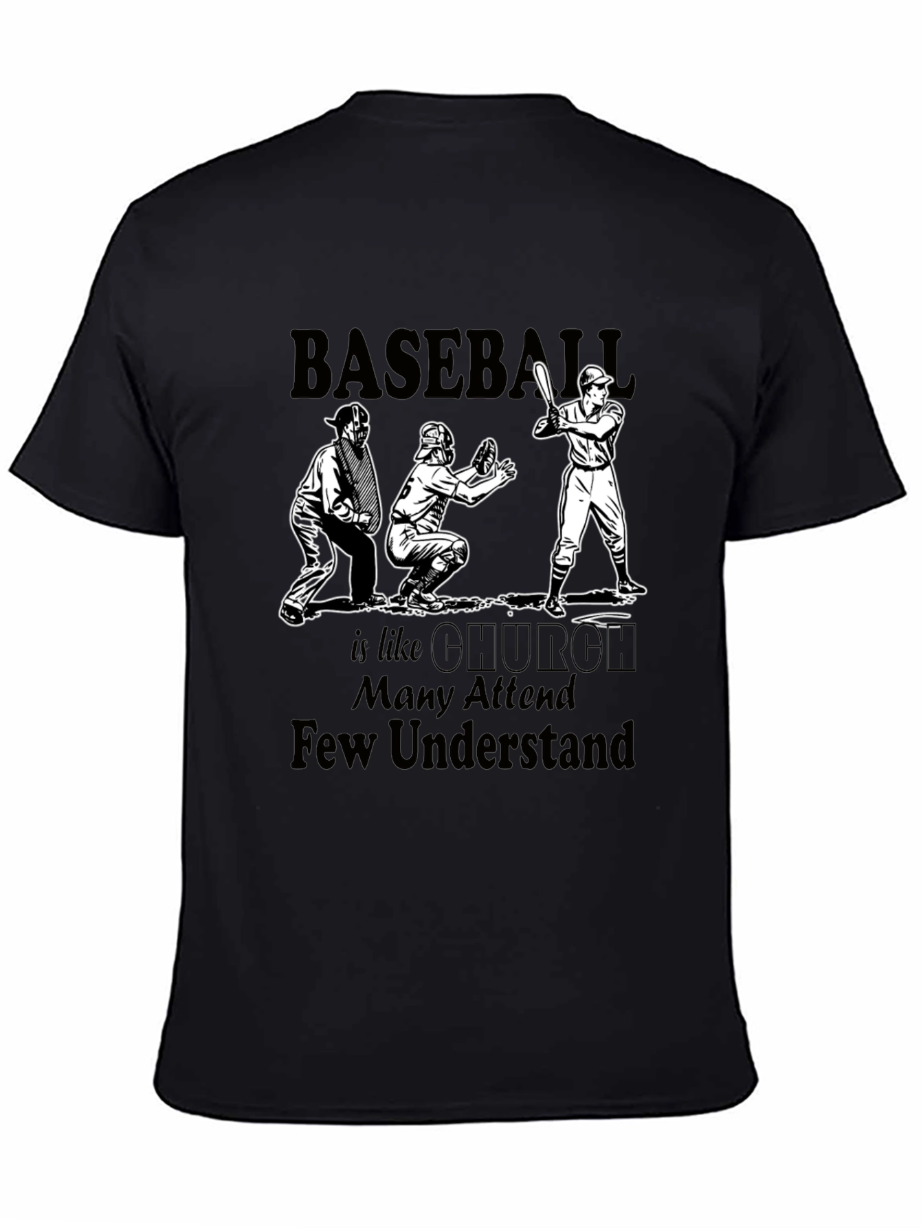 Camiseta Negra Baseball is Like Church