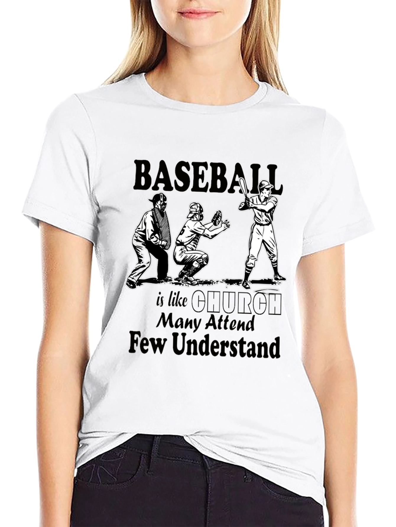 Camiseta Negra Baseball is Like Church