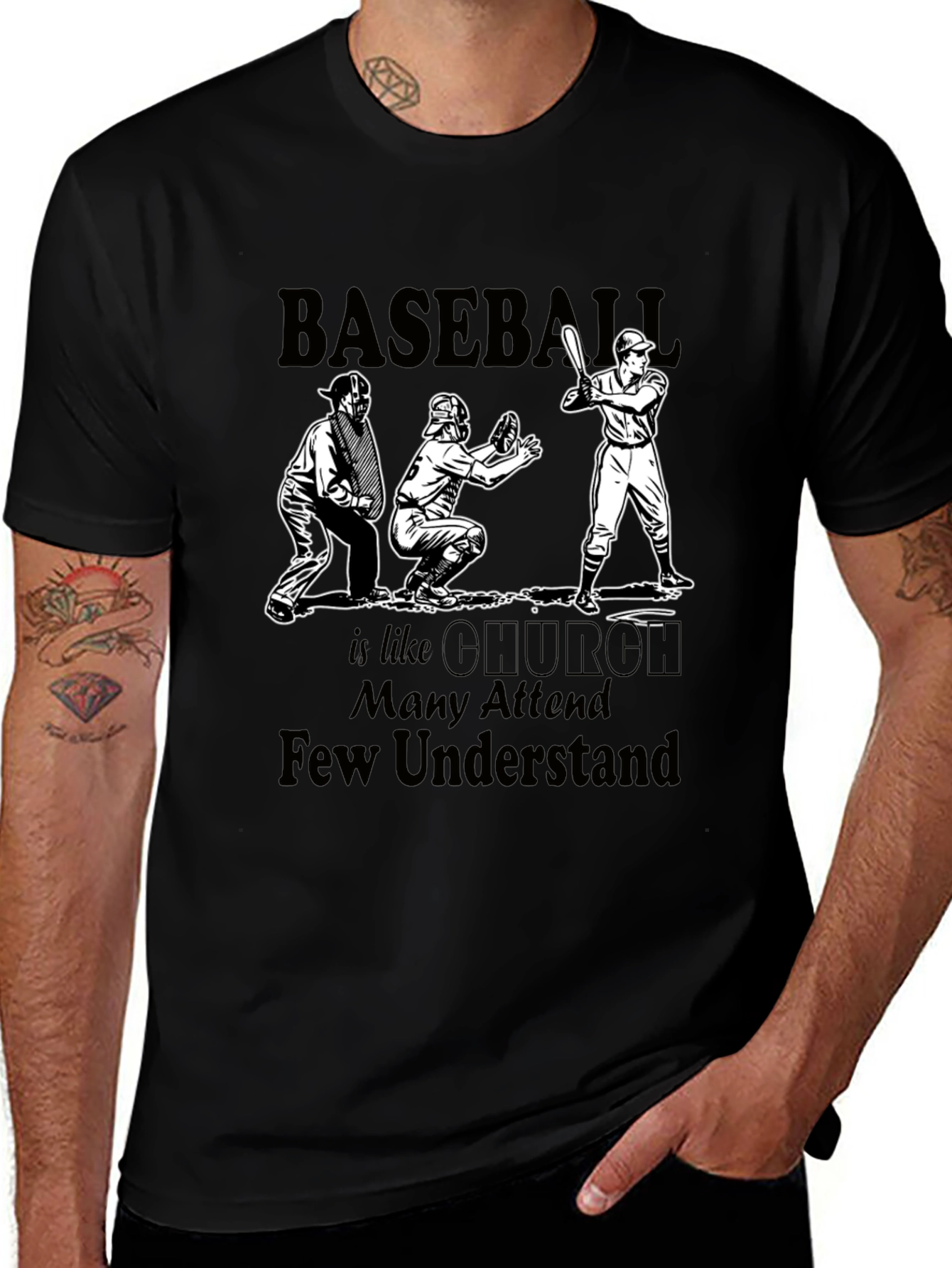 Camiseta Negra Baseball is Like Church