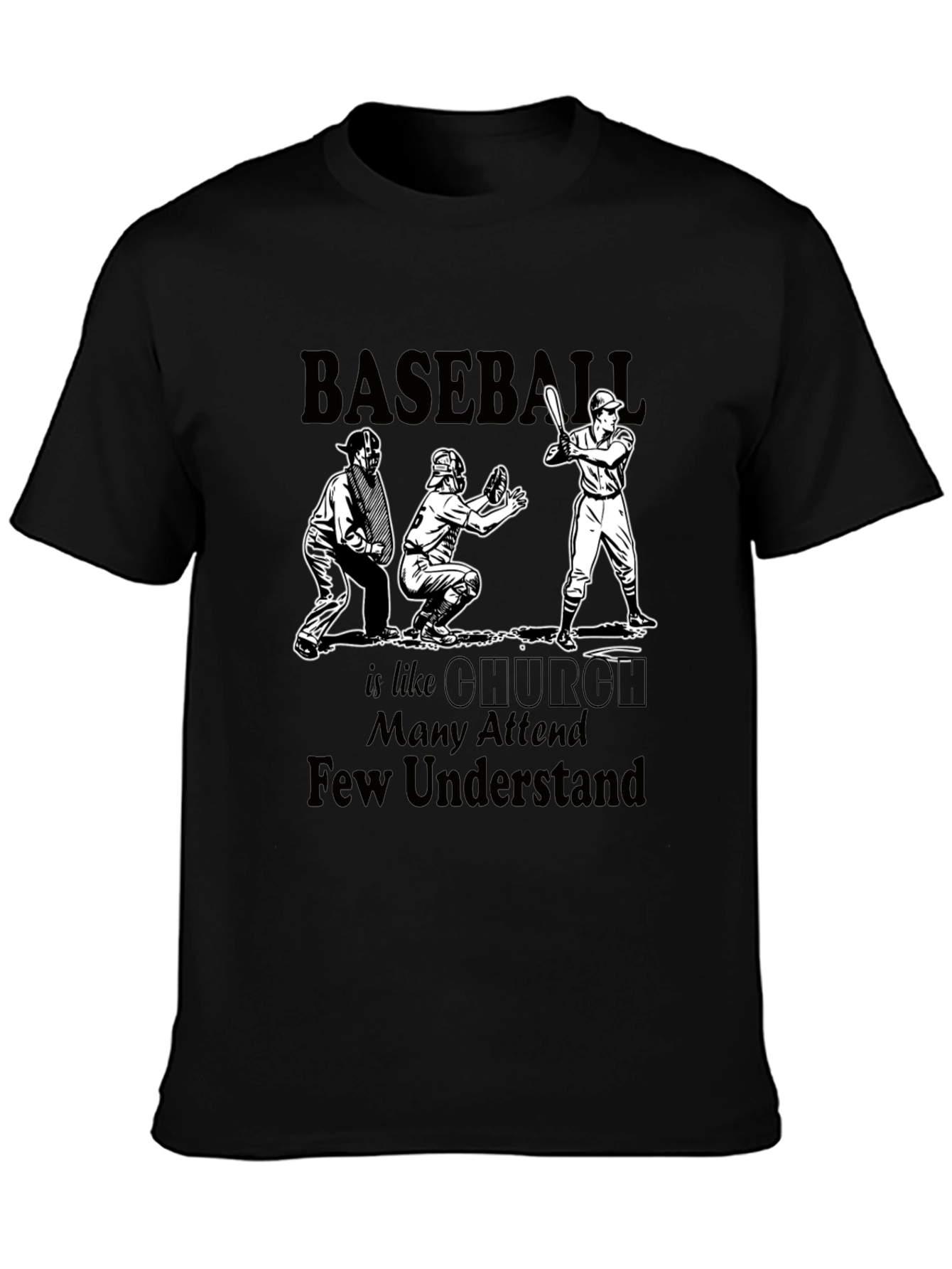 Camiseta Negra Baseball is Like Church