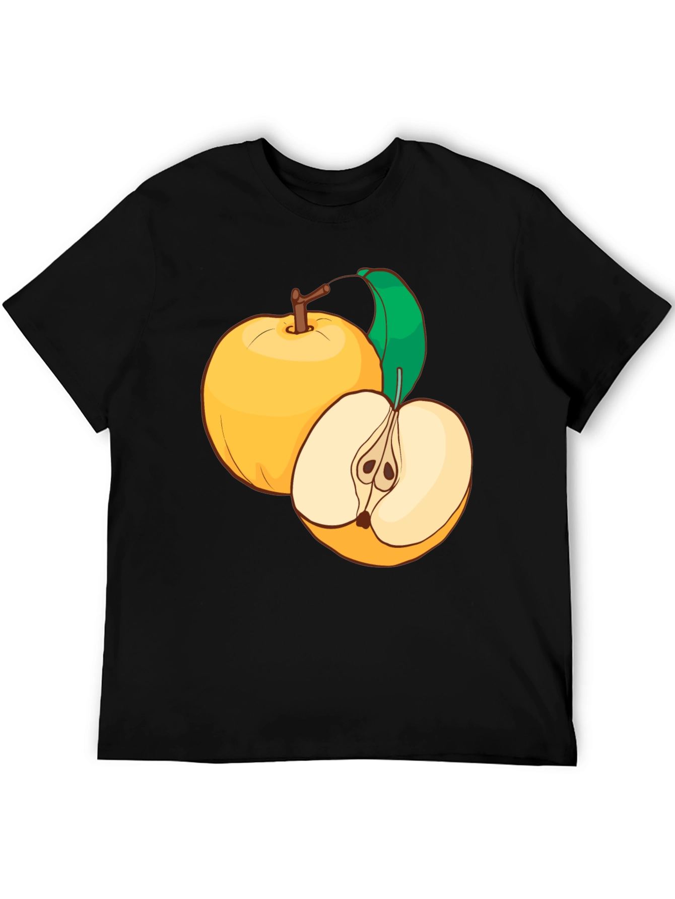 Camiseta Negra con Diseño de Manzanas