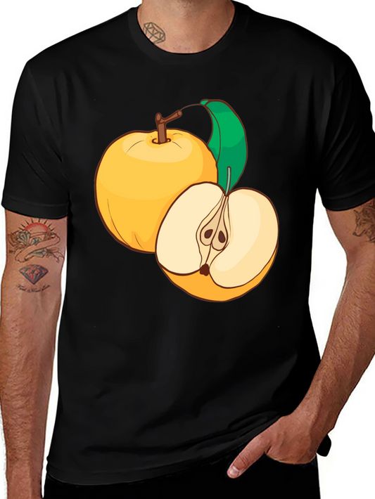 Camiseta Negra con Diseño de Manzanas