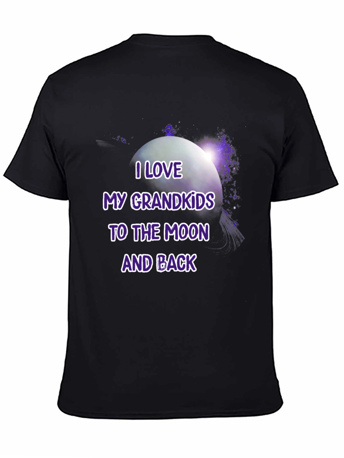 Camiseta Negra: Amo a Mis Nietos Hasta la Luna