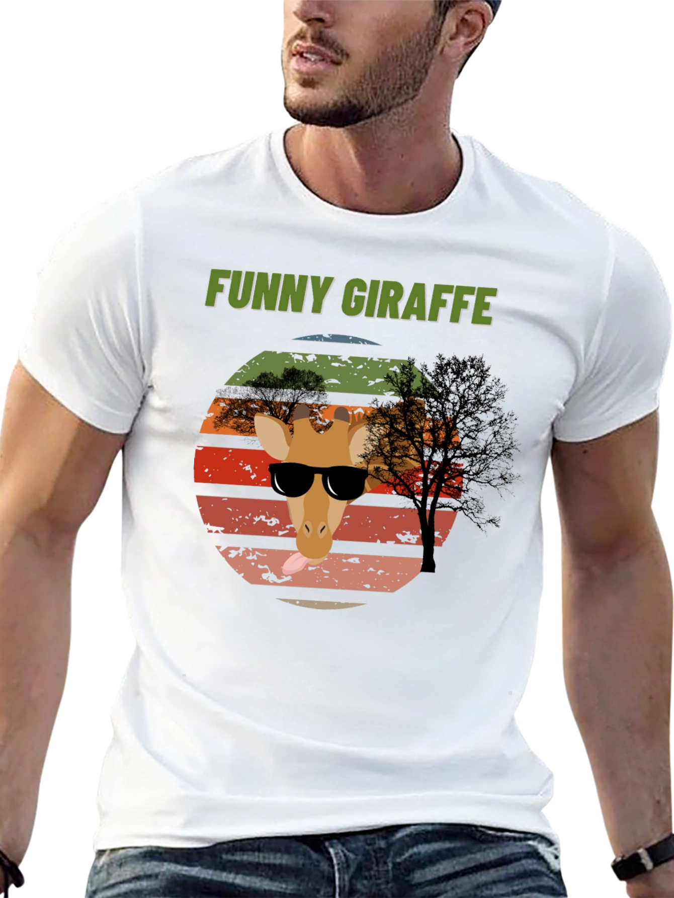 Camiseta Gráfica Jirafa Divertida para Hombre