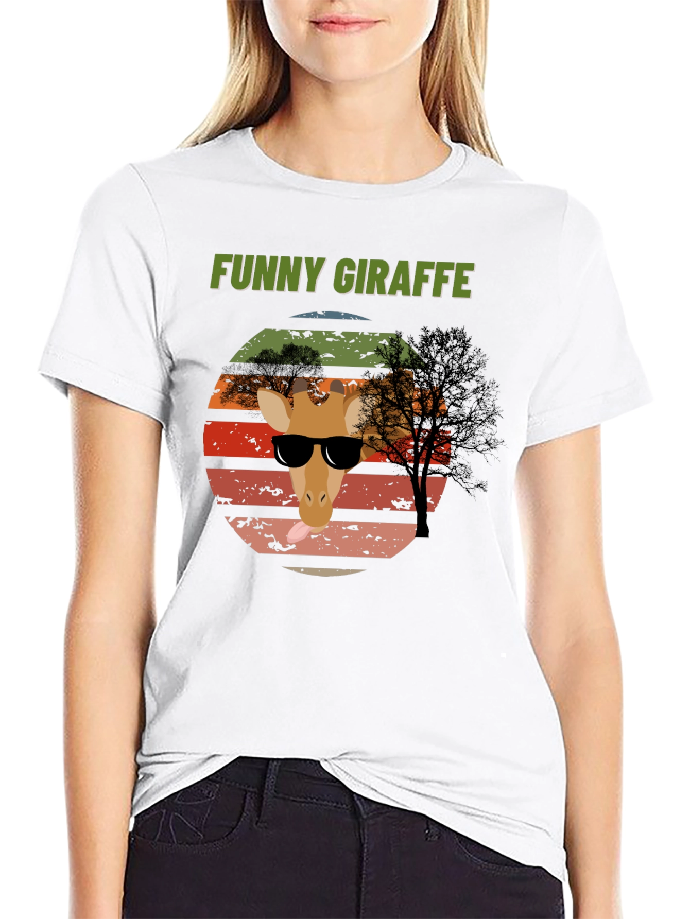 Camiseta Gráfica Jirafa Divertida para Hombre