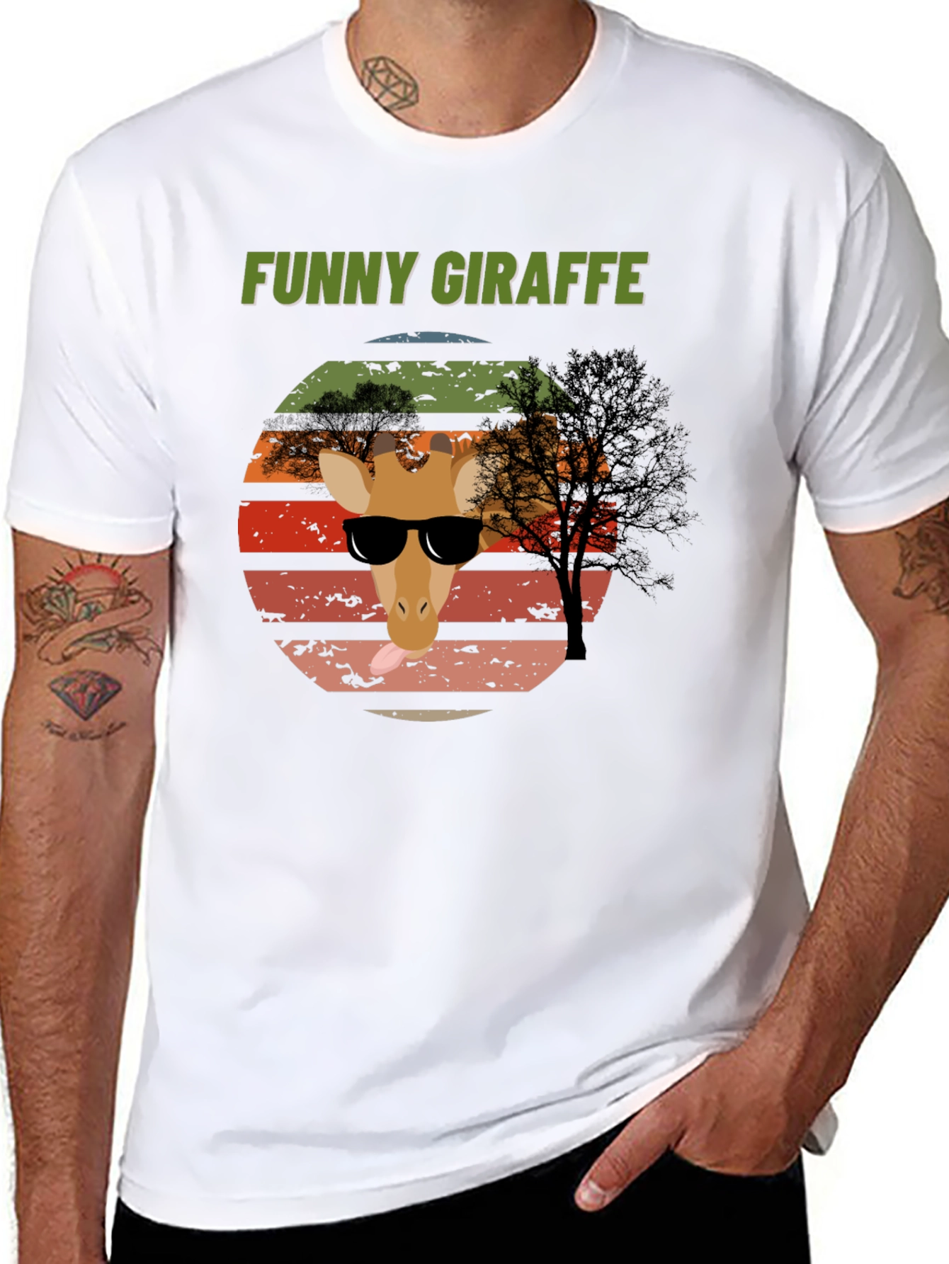 Camiseta Gráfica Jirafa Divertida para Hombre