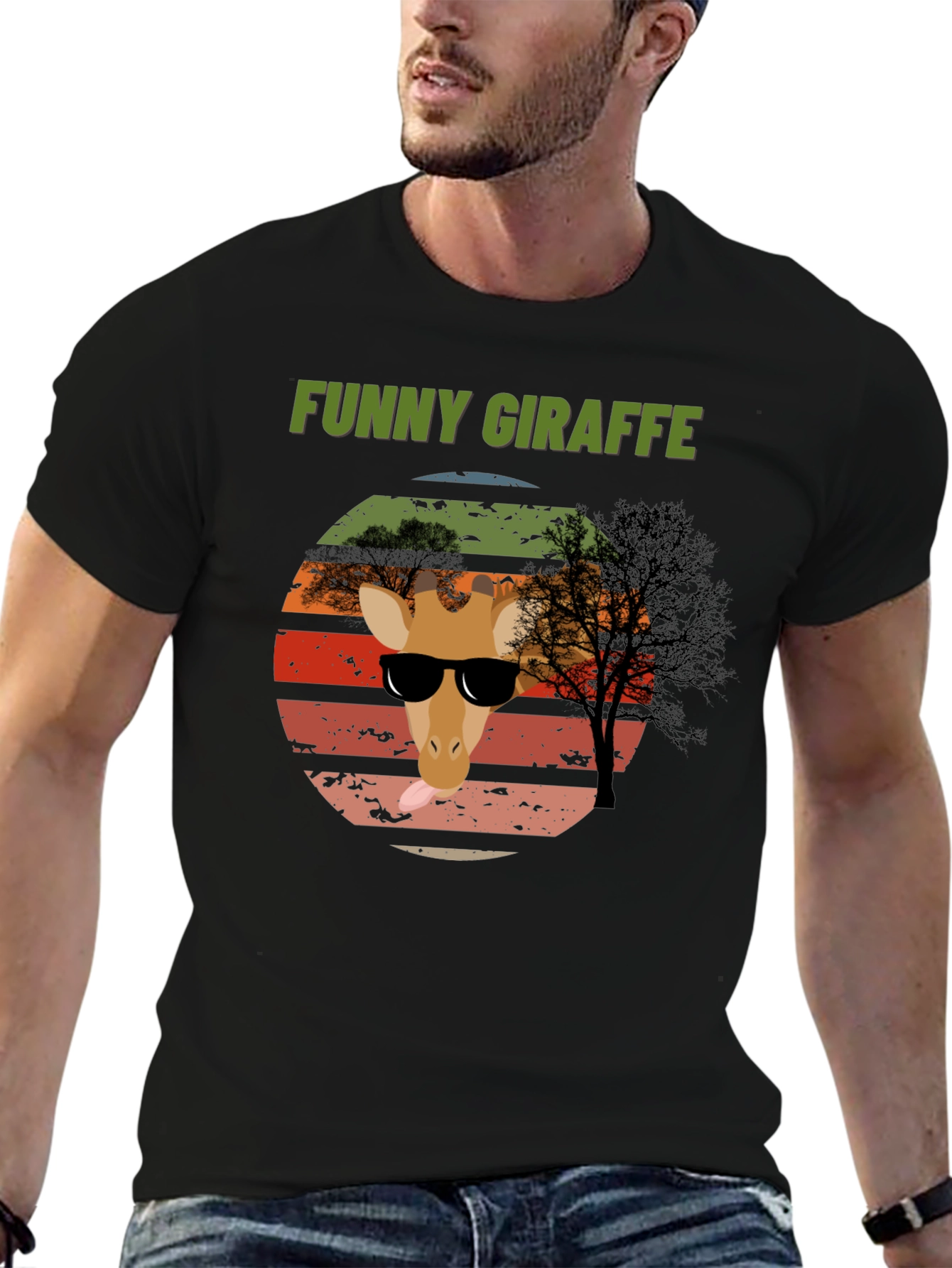 Camiseta Gráfica Jirafa Divertida para Hombre