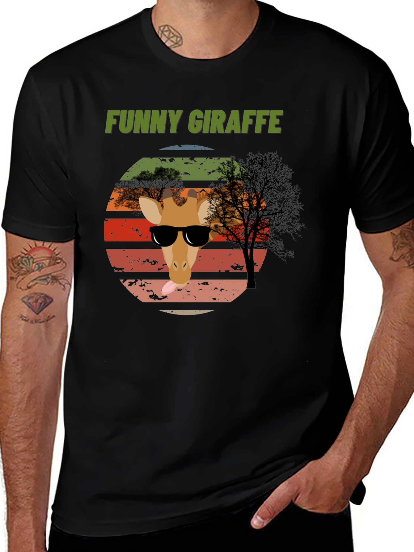 Camiseta Gráfica Jirafa Divertida para Hombre