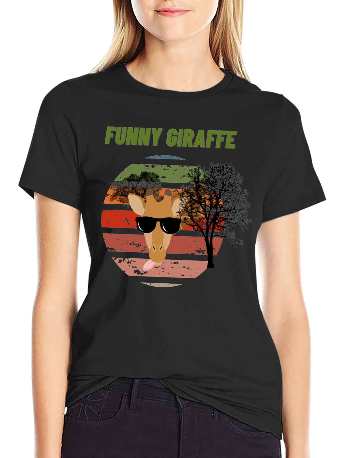 Camiseta Gráfica Jirafa Divertida para Hombre