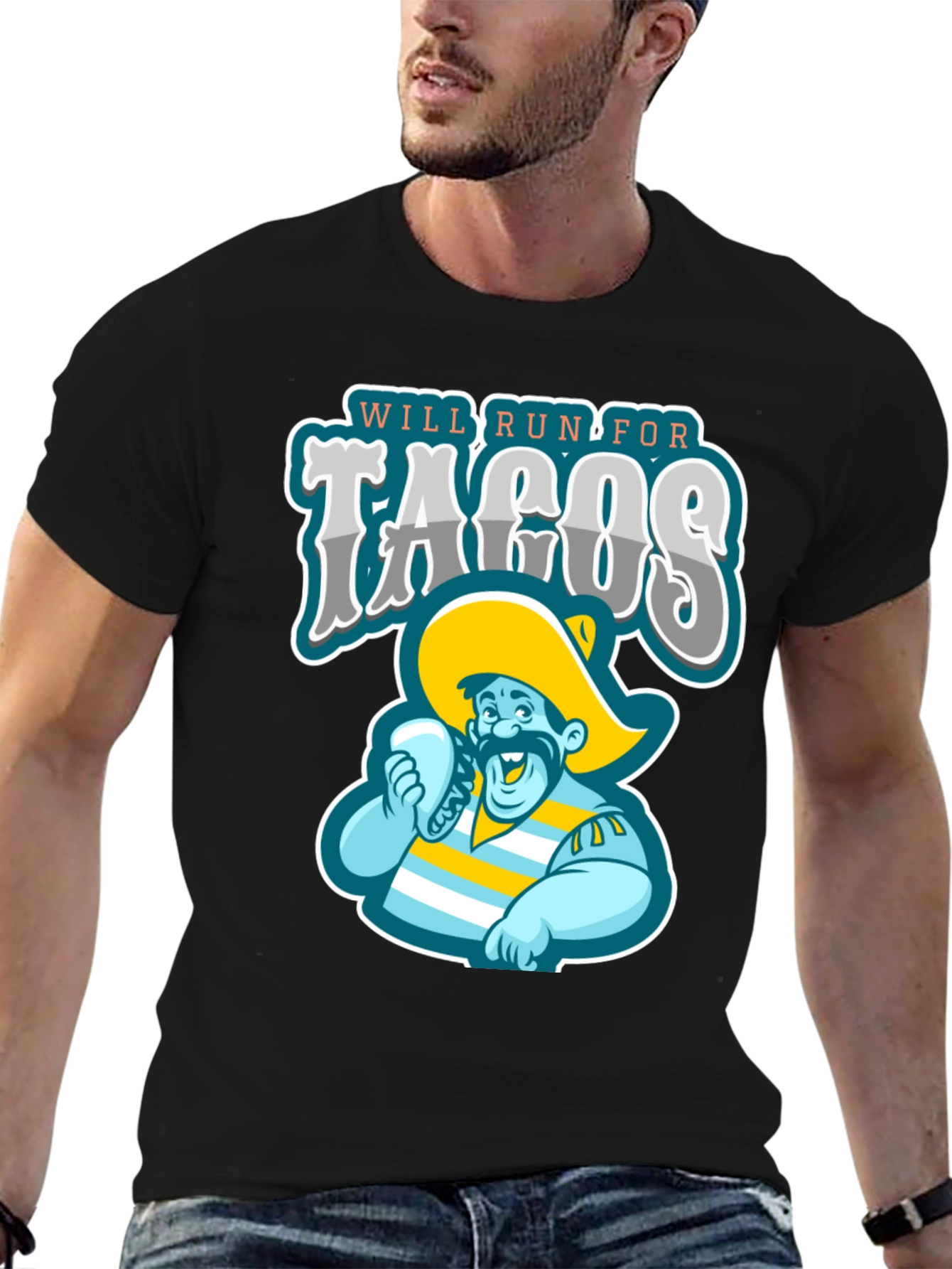 Camiseta Negra: Correré por Tacos