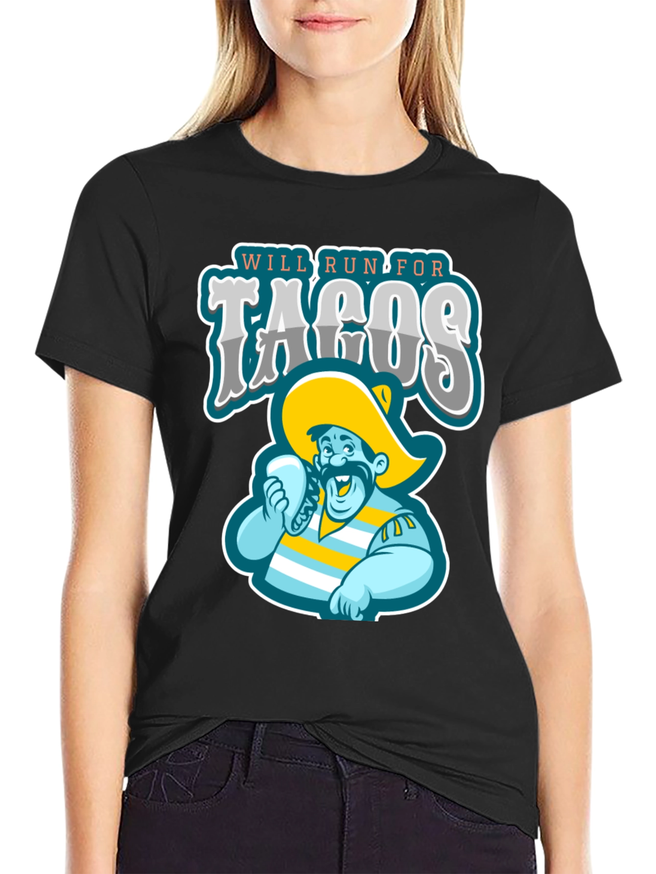 Camiseta Negra: Correré por Tacos