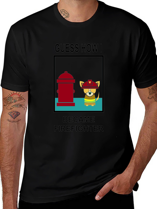 Camiseta Negra Humor Bombero Perrito