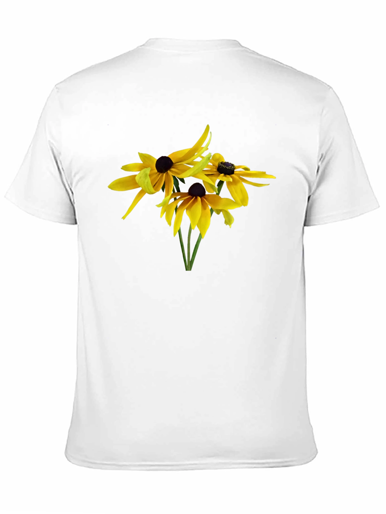 Camiseta Negra con Diseño Floral Amarillo