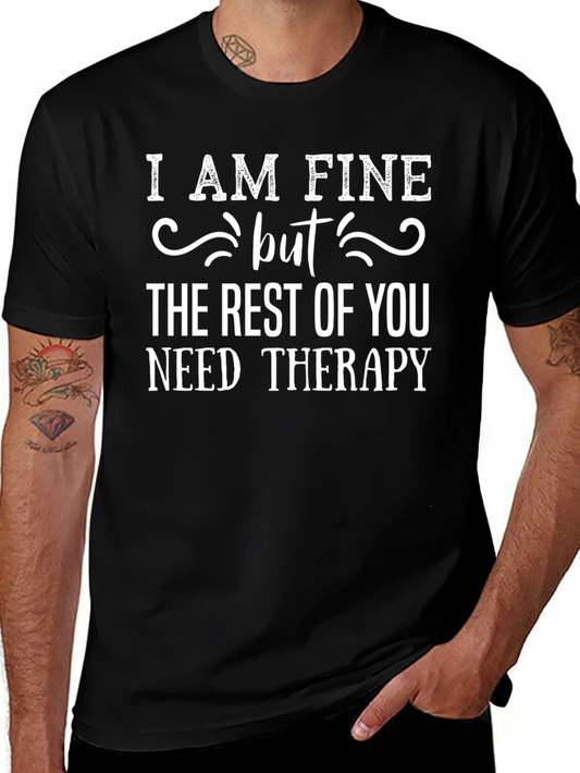 Camiseta Negra: Estoy Bien Pero Necesitan Terapia