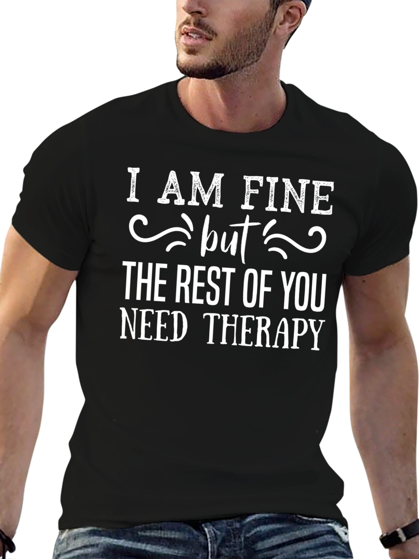 Camiseta Negra: Estoy Bien Pero Necesitan Terapia