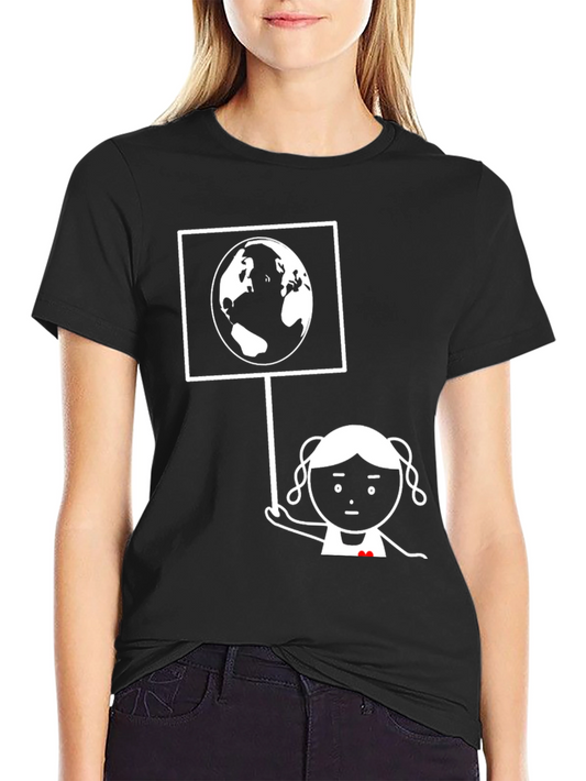 Camiseta Negra con Diseño de Protesta por el Planeta