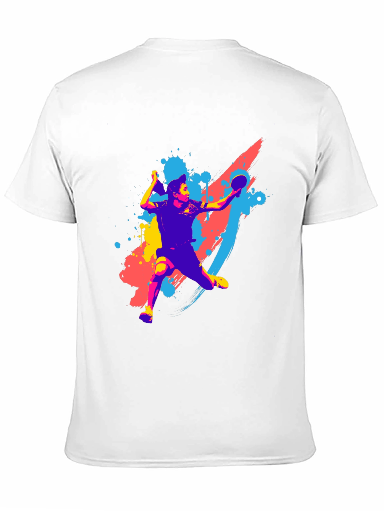 Camiseta Negra con Diseño de Tenis de Mesa Abstracto
