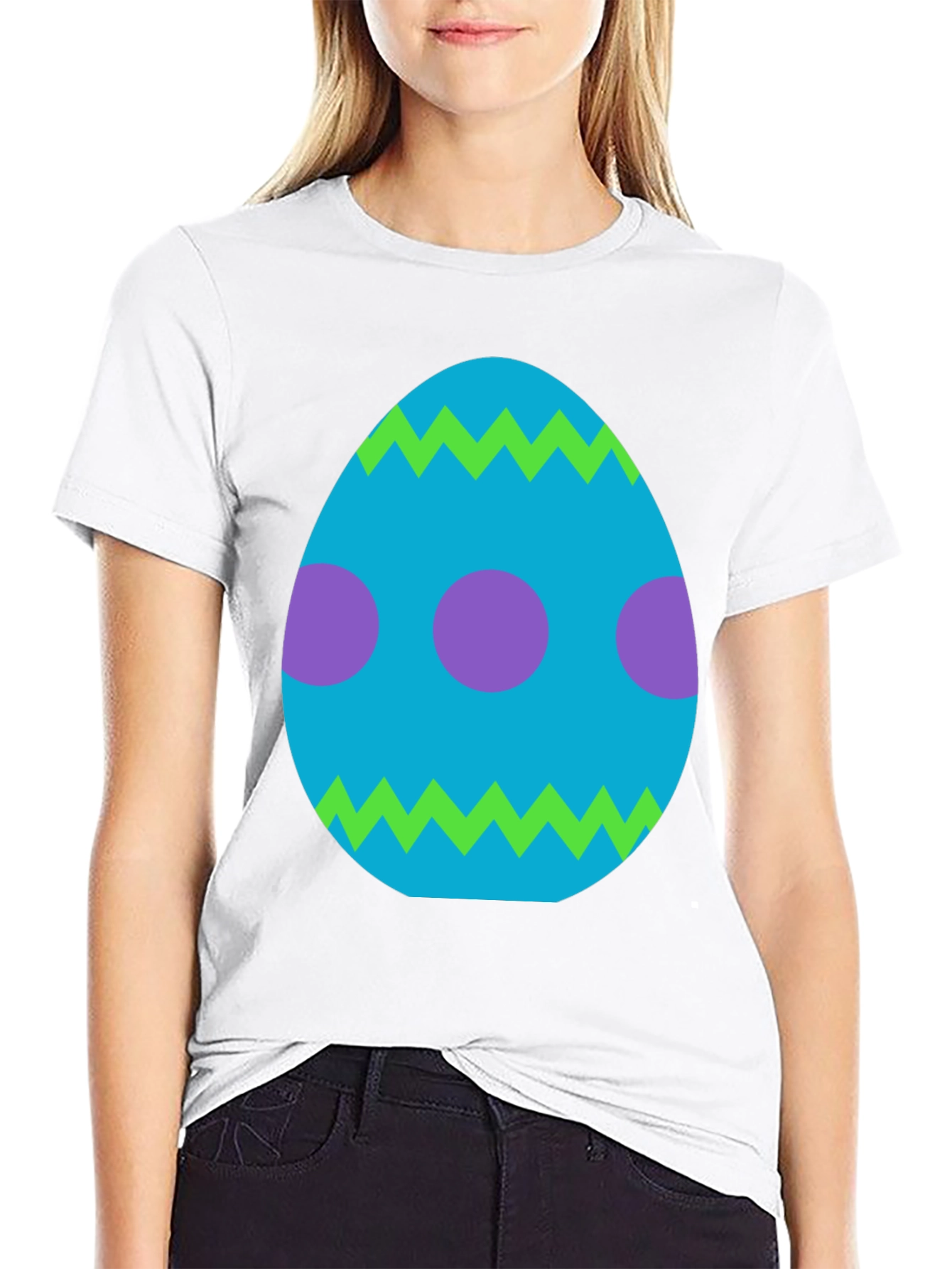 Camiseta Negra con Diseño de Huevo de Pascua