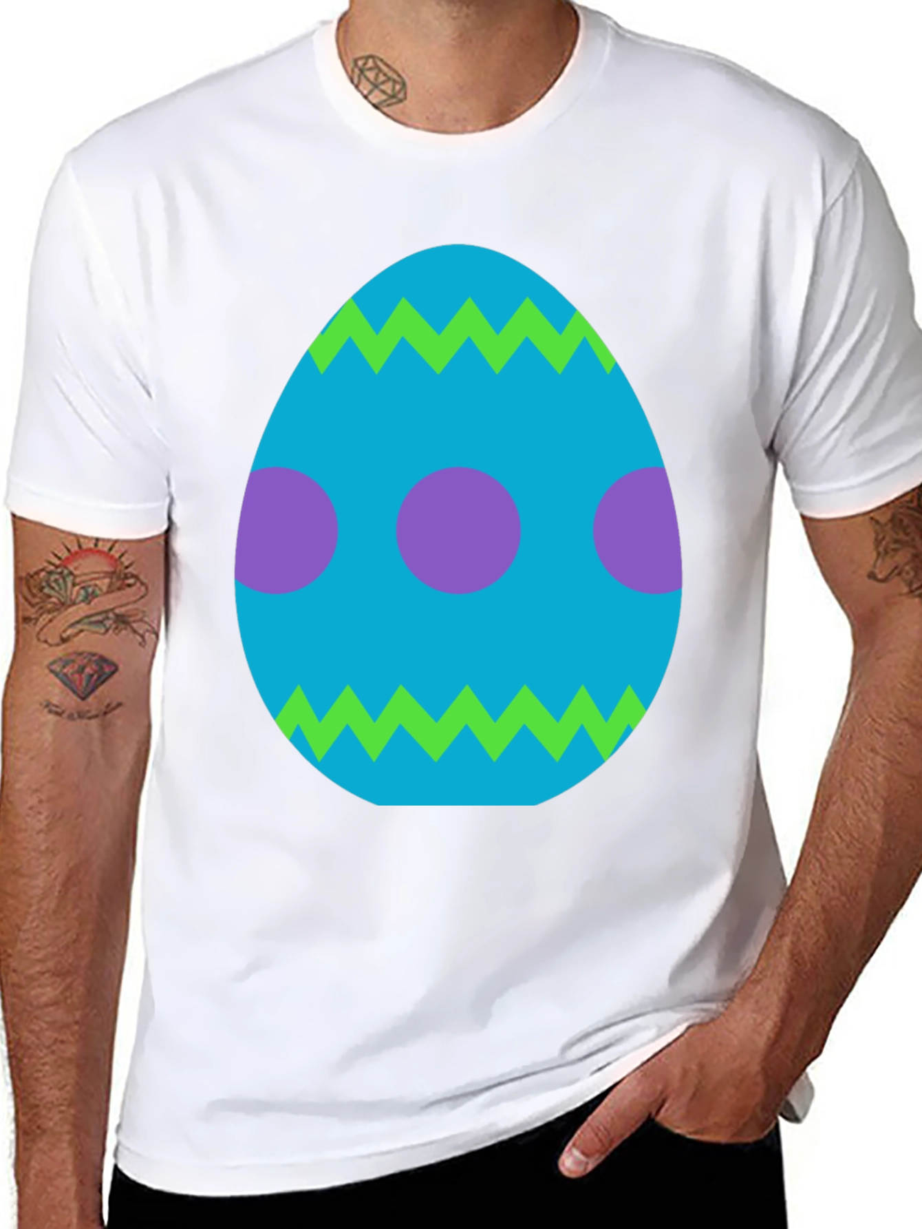 Camiseta Negra con Diseño de Huevo de Pascua